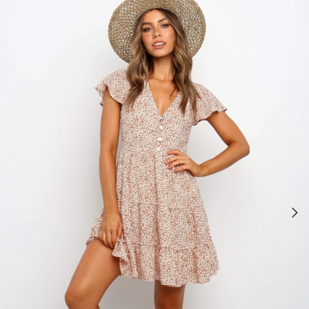 Petal and Pup Dancer Dress - Tan